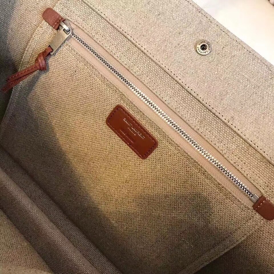 Sa**t Lau*nt rive gauche tote bag with tan handle