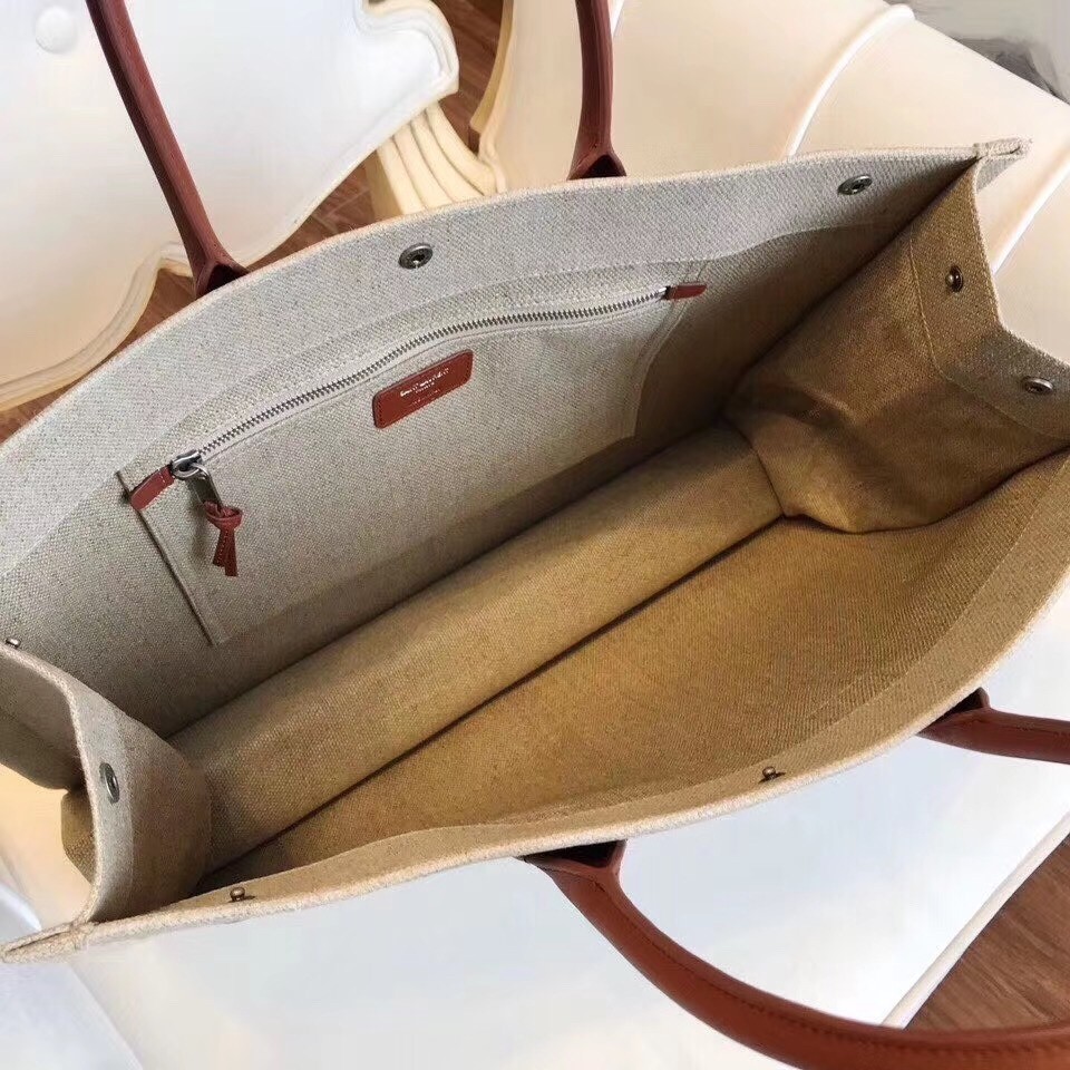 Sa**t Lau*nt rive gauche tote bag with tan handle