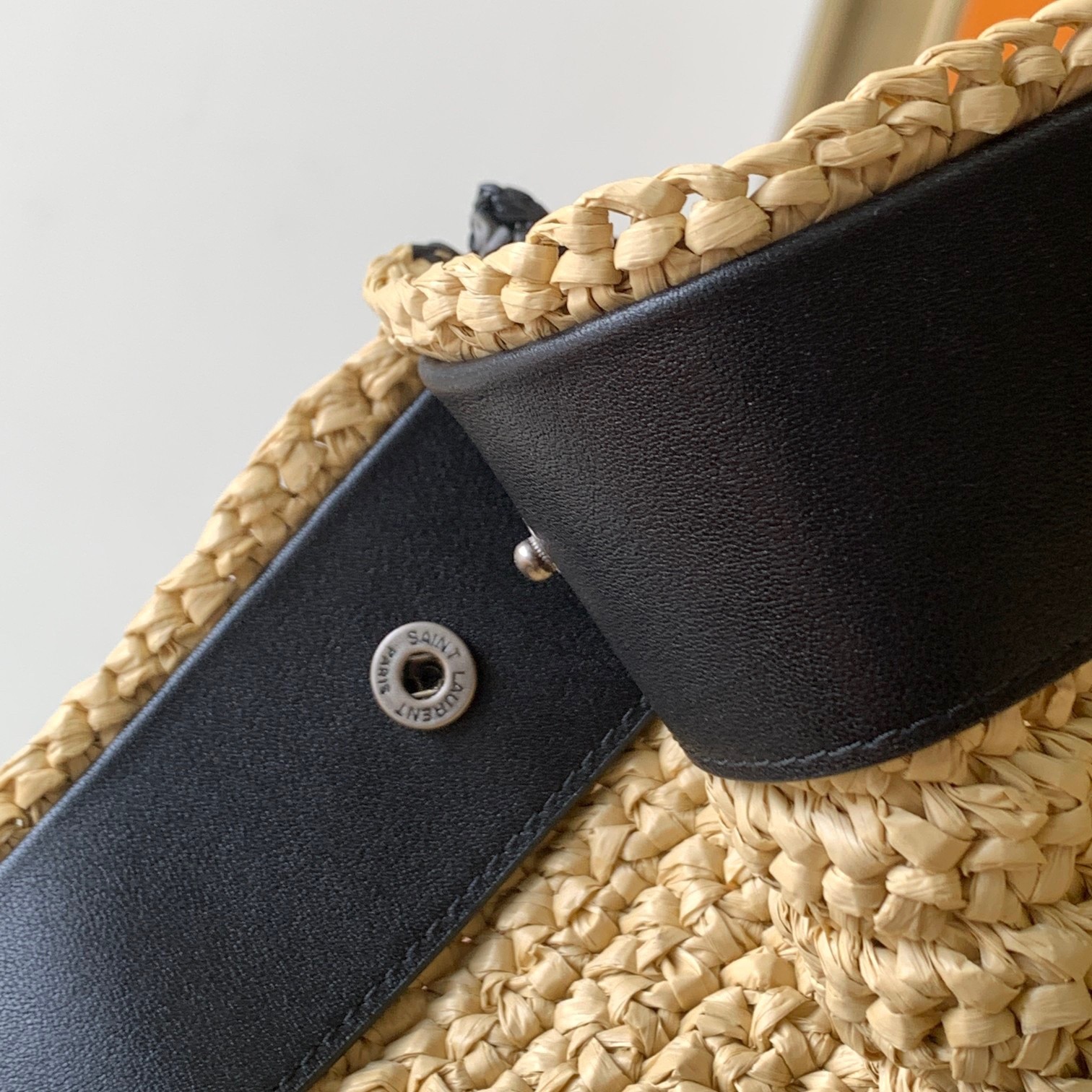 Sa**t Lau*nt rive gauche tote bag in beige raffia and leather