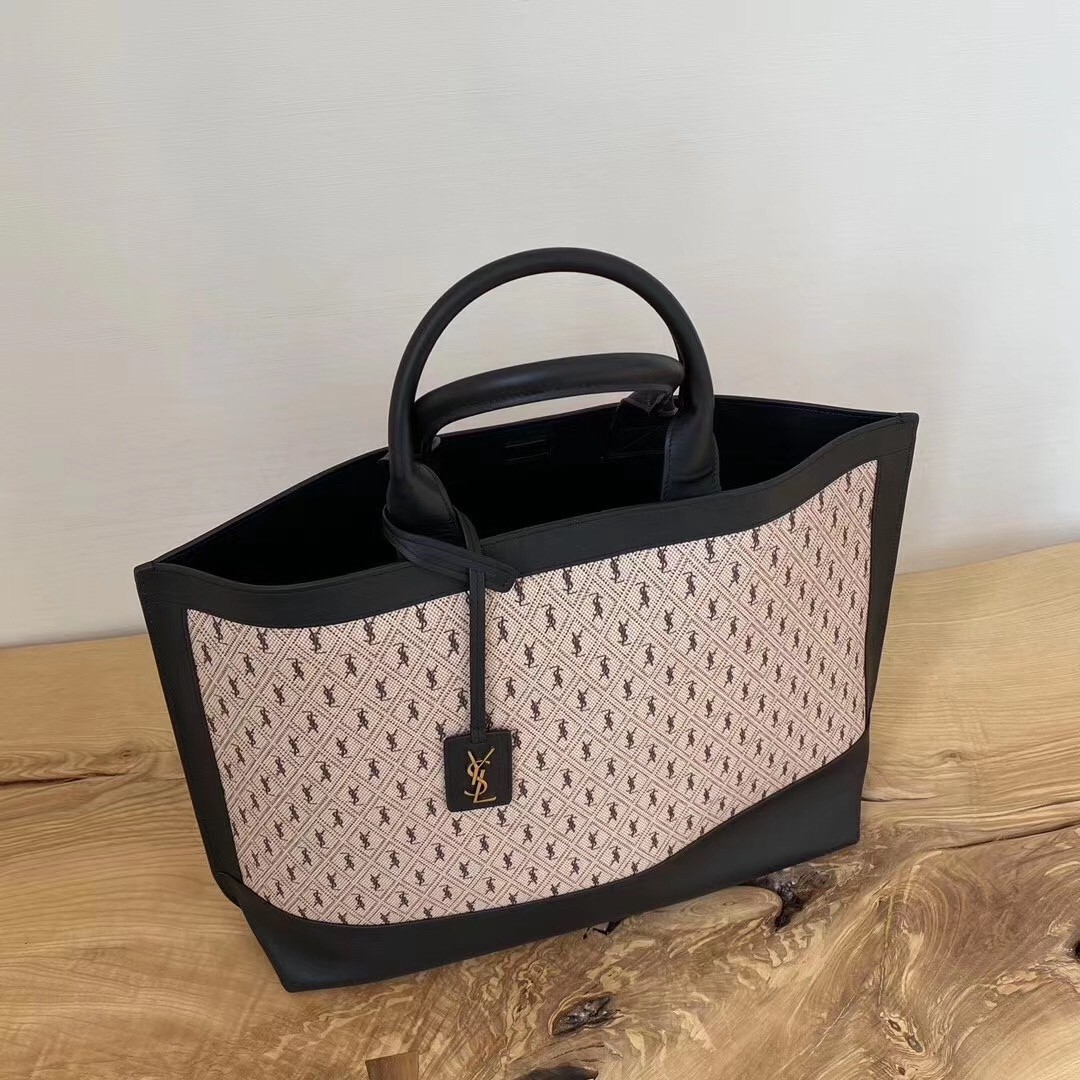 Sa**t Lau*nt monogram all over cabas tote in canvas