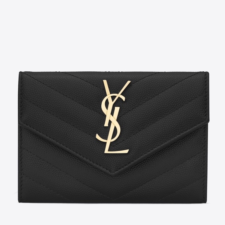 Sa**t Lau*nt small envelope wallet in black leather