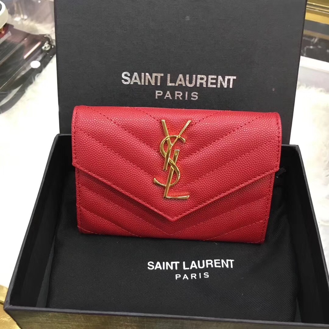 Sa**t Lau*nt small envelope wallet in red leather