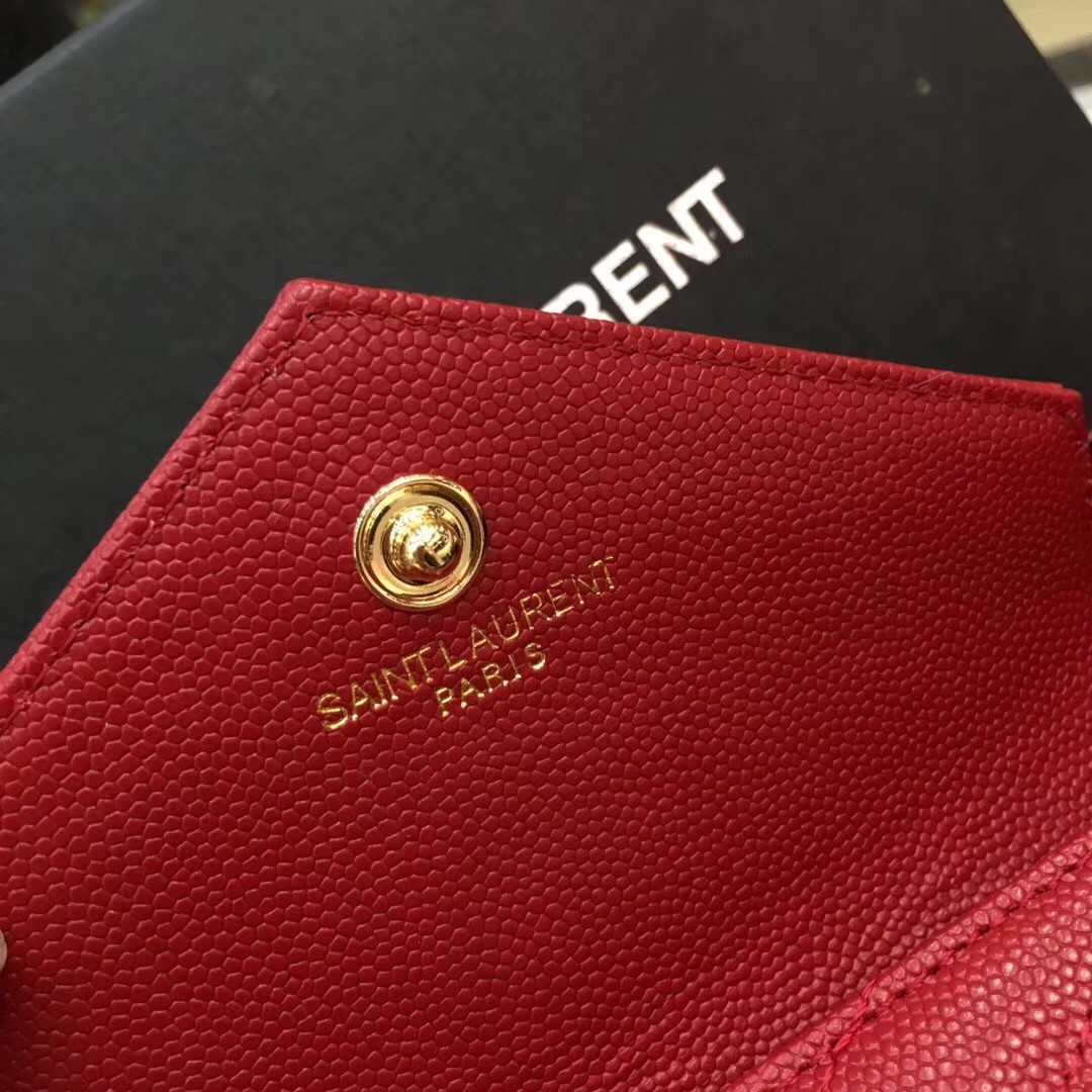 Sa**t Lau*nt small envelope wallet in red leather