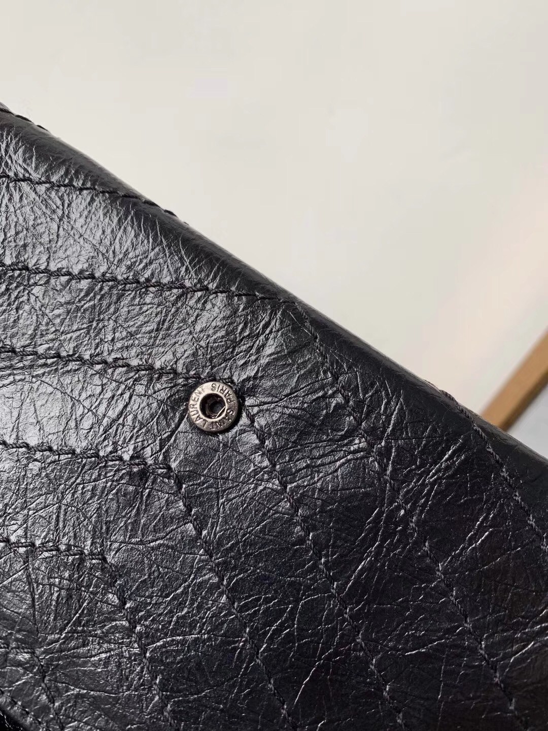 Sa**t Lau*nt niki large wallet in black crinkled vintage leather